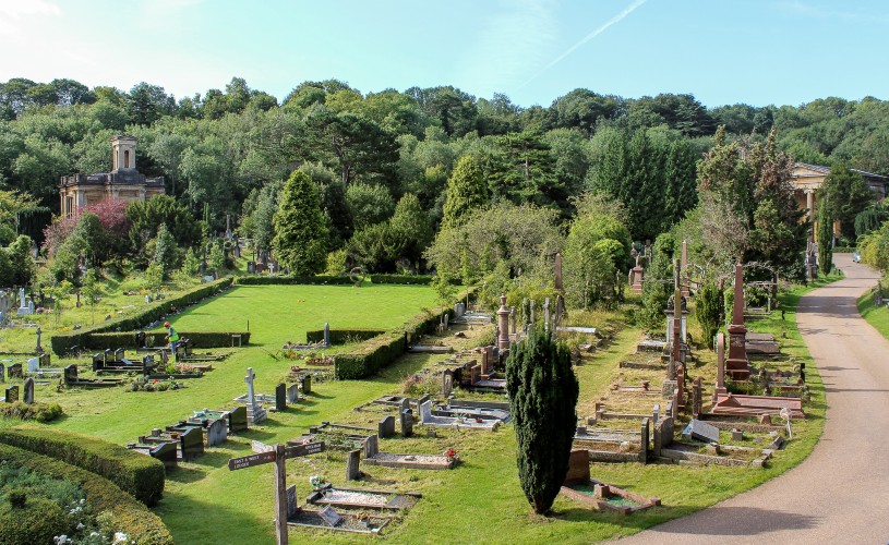 Arnos Vale in the summer, looking from the East Lodge